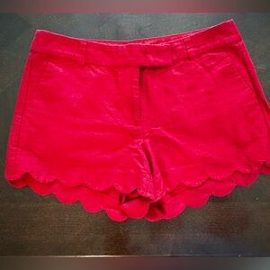 J Crew red scallop shorts
